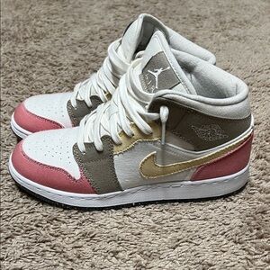 Nike Kids Sneakers in Pink, Tan, and Cream